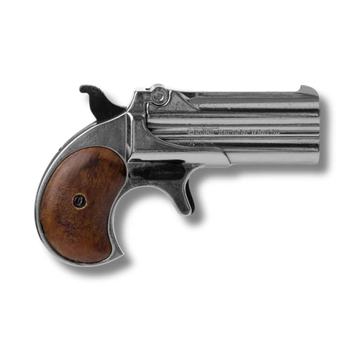 REPROD.DERRINGER MOD.95 NICKEL.CACHA IMITACION MADERA.