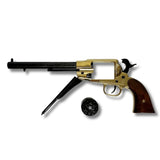 REPROD.REMINGTON 1858 PERCUSSION.NEGRO+DORADO