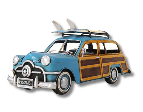 1949 GREEN FORD WAGON CAR W/TWO SURFBOARDS