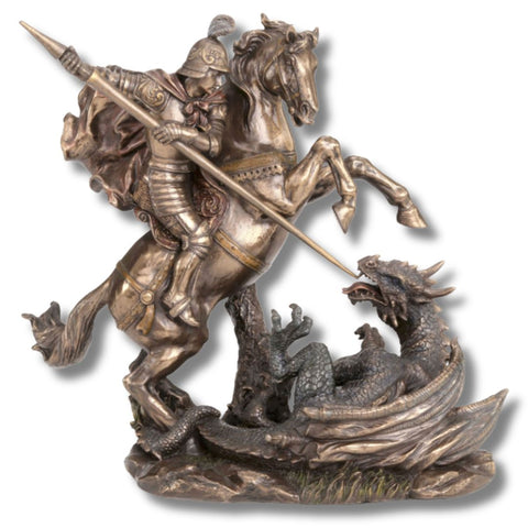 FIGURA SAN JORGE CON EL DRAGON MBZ+COLOR (Altura 22 cm)