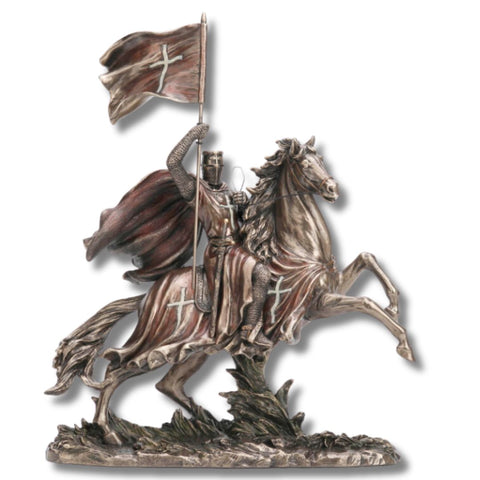 CRUSADO EN CABALLO CON BANDERA