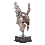 Estatua de resina mitología nórdica. Guerrero invencible, con su casco dorado alado