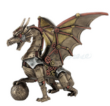 FIGURA STEAMPUNK DRAGON SITTING AND HOLDING SPHERE